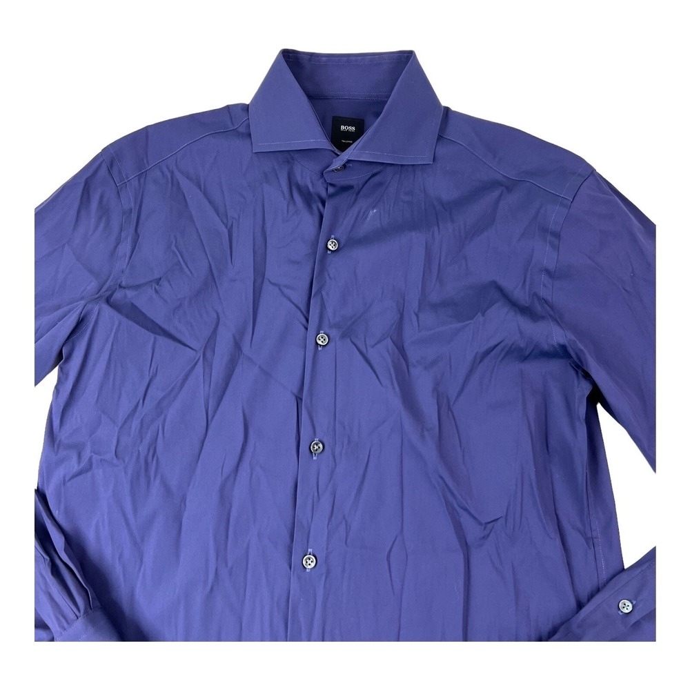 Hugo Boss Purple L/S Cotton Polyamide Spandex Button Up Mens Size 39/15.5 - Picture 3 of 8